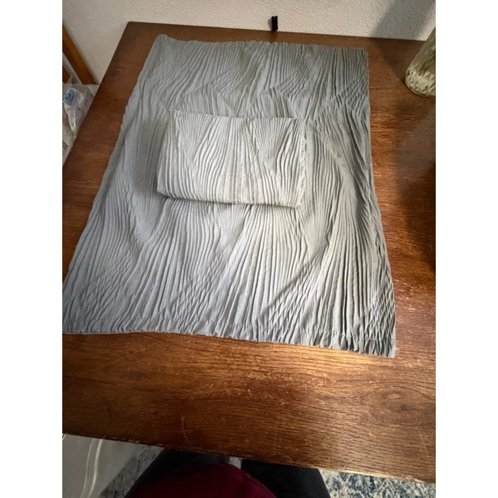 Gray Textured Pillow Shams Set of 2 Crinkle Pleated Standard Queen Bedding 20x26